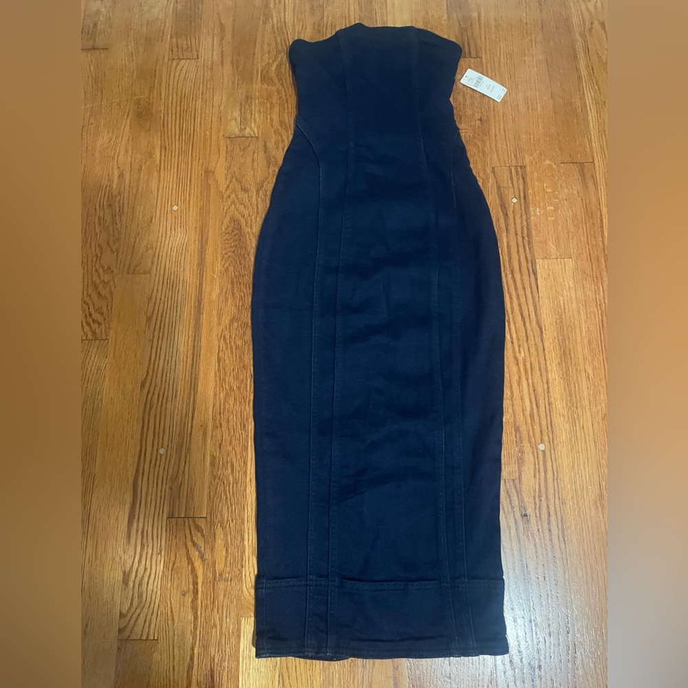 Pilcro Strapless Navy Midi Dress